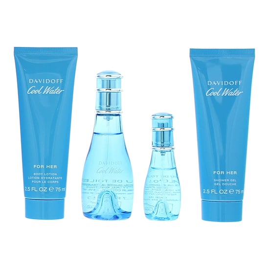 Davidoff Cool Water Woman Eau de Toilette 50ml, Eau de Toilette 15ml,  Body Lotion 75ml + Shower Gel 75ml Gift Set - Image 2